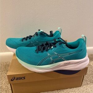 Asics Teal Athletic Running Shoes with White Soles